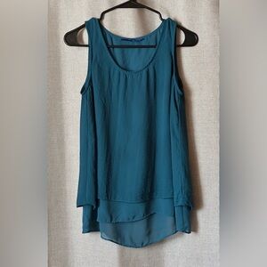 Apt. 9•layered sleeveless scoop neck blouse•small•polyester•teal/peacock•sheer